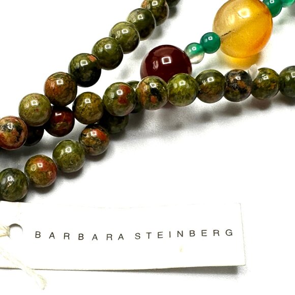 Vintage 3-Strand Barbara Steinberg Unakite Lariat Necklace —  NWT - Picture 2 of 10
